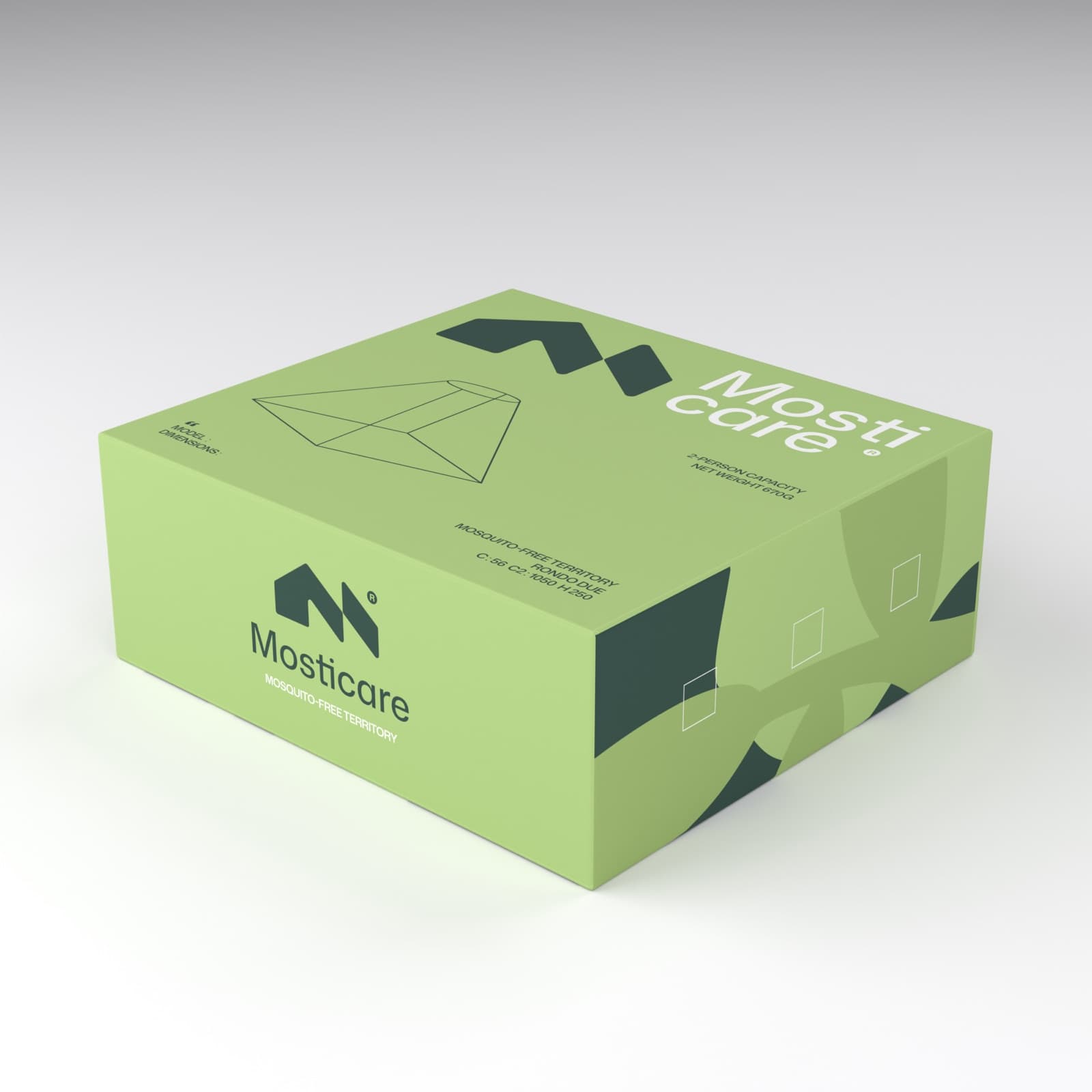 Mosticare Rondo Due packaging, closed box, brand-green carton