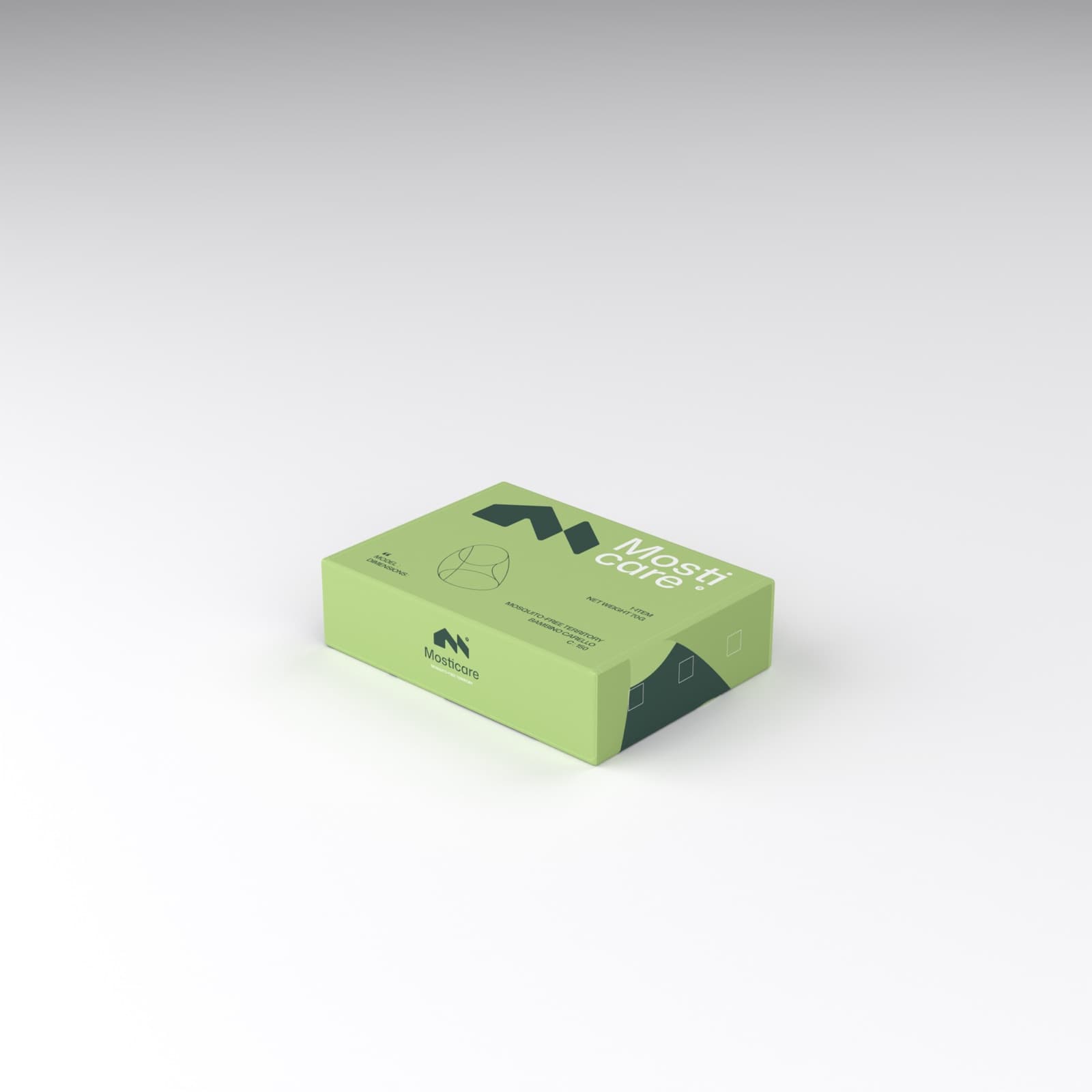 Mosticare Bambino Carello packaging, closed box, brand-green carton
